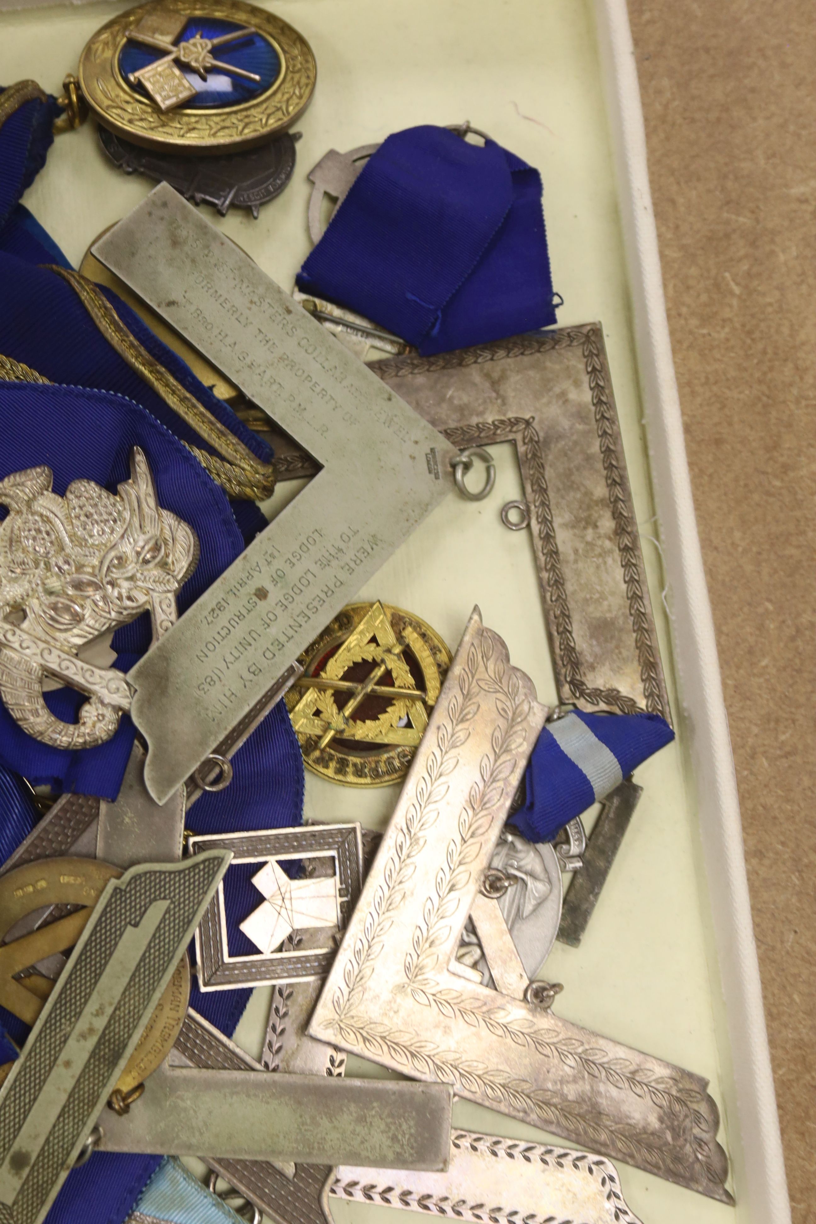 A group of Masonic sashes and medallions